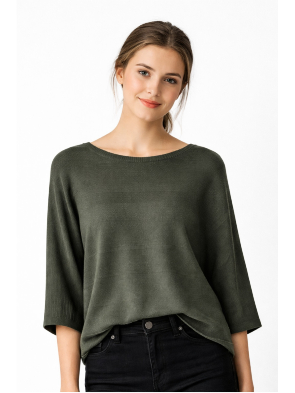 Fabiana Filippi Made in Italy 100% Cotton Olive Textured Knit Sweater XL